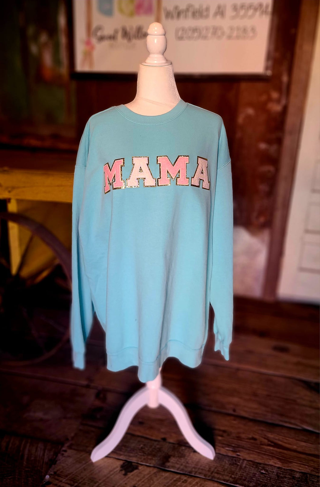 Mama shirt- Chenille Patch shirt COMFORT COLORS  -Any name/colors (Copy)