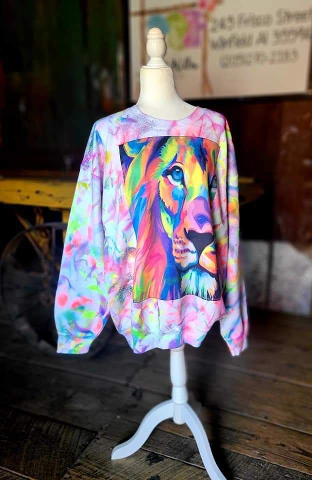 Tye dye Lions mascot shirt- Colorful Lion shirt